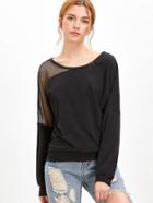 Shein Asymmetric Mesh Shoulder Sweatshirt