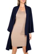 Shein Navy Open Front Long Sleeve Outerwear