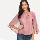 Shein Ponchos Detail Pleated Solid Top