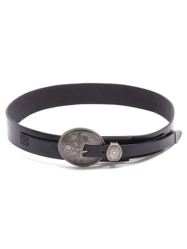 Shein Dark Brown Engraved Buckle Western Waist Belt