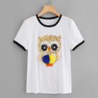 Shein Sequin Owl Ringer T-shirt