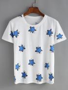 Shein Stars Print White T-shirt