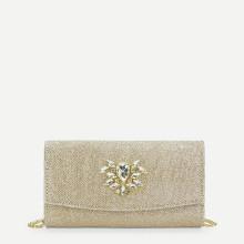 Shein Rhinestone Decorated Flap Clutch Bag
