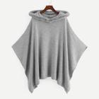 Shein Plus Faux Fur Trim Hoodie Poncho Jumper