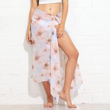 Shein Calico Print Raw Trim Scarf