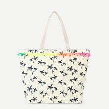 Shein Palm Tree Pattern Canvas Tote Bag