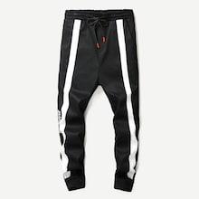 Shein Men Letter Print Drawstring Waist Jeans