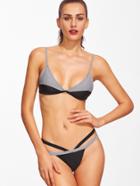 Shein Color Block Strappy Sexy Bikini Set