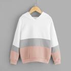 Shein Girls Cut-and-sew Ribbed Knit Trim Hoodie