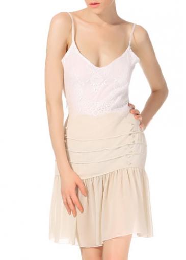 Rosewe Spaghetti Strap Ruffle Embellished Chiffon Dress