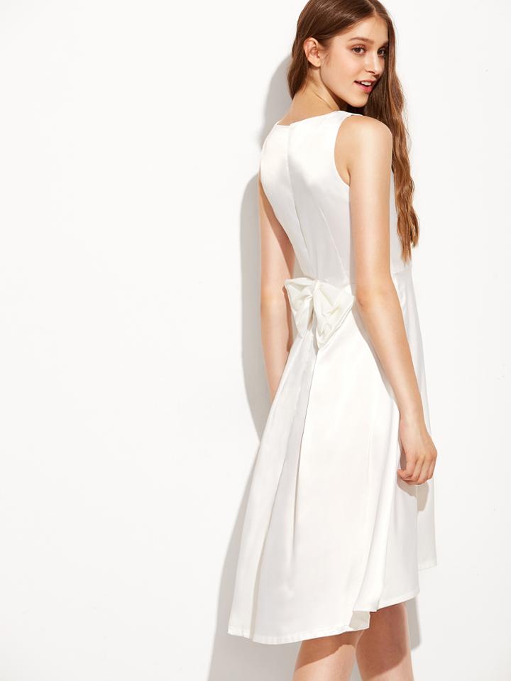 Shein White High Low Bow Back Tank Dress