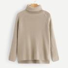 Shein Solid Raglan Sleeve High-neck Jumper