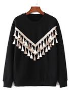 Shein Contrast Tassel Embellished Sweatshirt