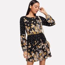 Shein Laser Cut Floral Flare Dress