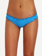 Shein Ruffl Trim Shirred Low-rise Bikini Bottom