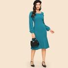 Shein Zip Up Bow And Frill Detail Mermaid Dress