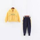 Shein Boys Letter Print Sweatshirt With Zipper Detail Pants