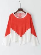 Shein Color Block Hollow Out Asymmetrical Hem Knitwear
