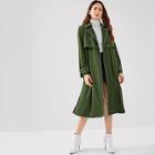 Shein Contrast Stitch Layered Trench Coat With Belt