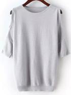 Shein Open Shoulder Grey Sweater