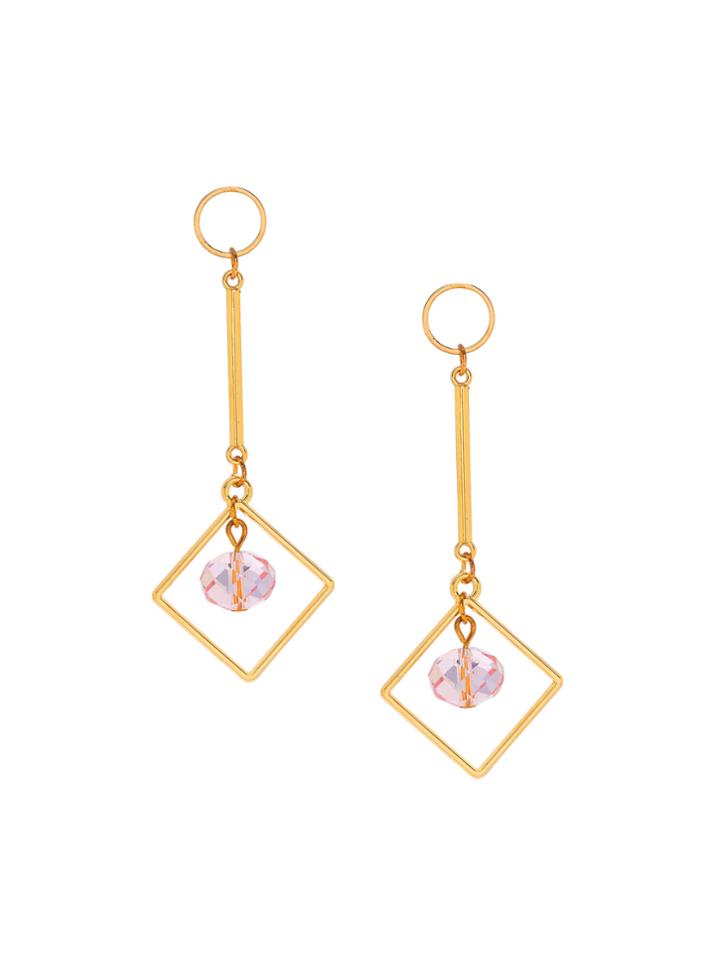 Shein Crystal Detail Geometric Drop Earrings