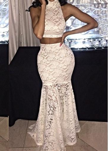 Rosewe White Sleeveless Crop Top And Mermaid Skirt