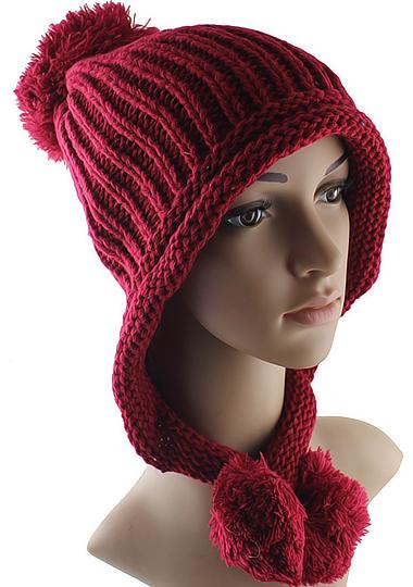 Shein Red Twisted Ball Knit Hat