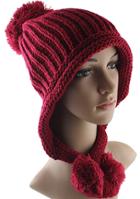 Shein Red Twisted Ball Knit Hat