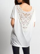 Shein White Lace Crochet Loose T-shirt