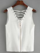 Shein V Neck Lace Up Tank Top
