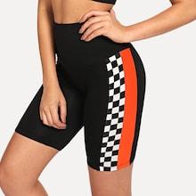 Shein Color Block Plaid Cycling Shorts