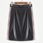 Shein Contrast Houndstooth Pu Skirt