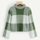 Shein Mock Neck Color Block Sweater