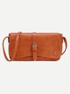 Shein Buckled Strap Accent Flap Bag - Brown