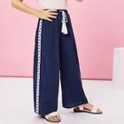 Shein Girls Drawstring With Tassel Detail Wide Pants