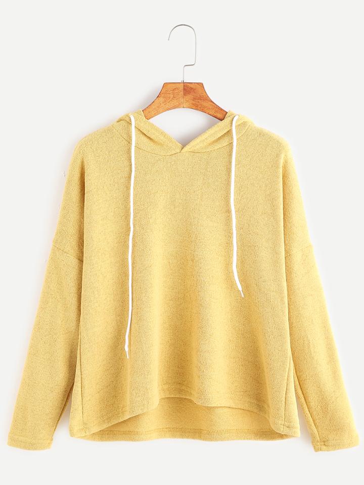 Shein Yellow Hooded Drop Shoulder T-shirt