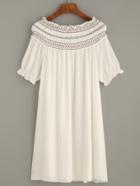 Shein White Boat Neck Beach Dress