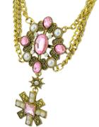 Shein Pink Gemstone Bead Chain Necklace