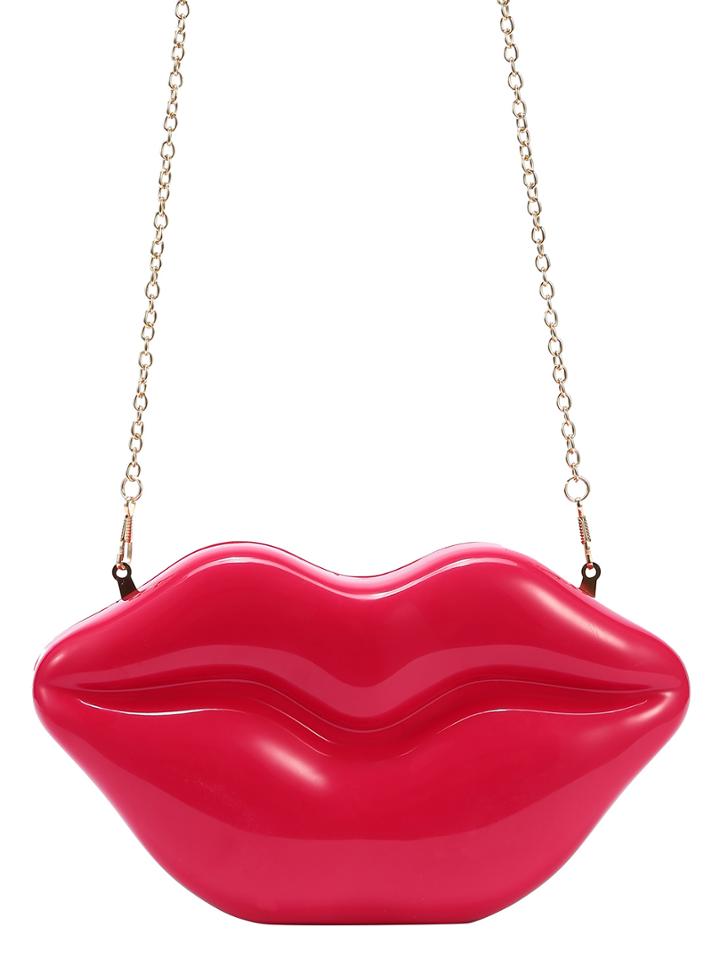 Shein Hot Pink Lip Clutch With Chain