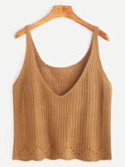 Shein Khaki Eyelet Knit Sweater Vest