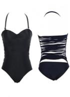Rosewe Star Style Black Lace Up Design Monokini For Lady