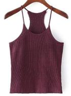 Shein Red Spaghetti Strap Rib Sweater Cami