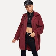 Shein Single Breasted Pocket Side Teddy Outerwear