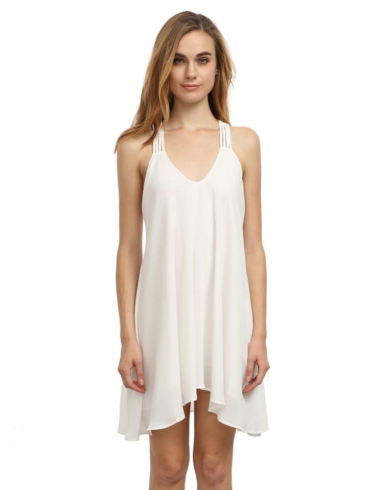 Shein White Sleeveless Backless Romantic Loved Lolita Pleated Dress