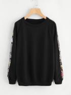 Shein Embroidered Mesh Insert Pullover