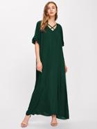 Shein Tiered Frill Sleeve Crisscross V-neckline Dress
