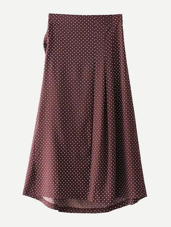 Shein Pleated Detail Polka Dot Skirt