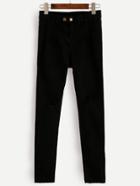 Shein Black Two Button Skinny Jeans