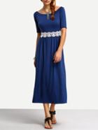 Shein Boat Neck Lace Inset Long Dress