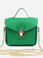 Shein Green Pebbled Pu Flap Chain Bag